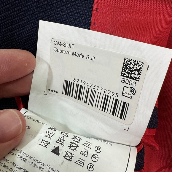 SUITSUPPLY Lazio Vitale Barberis Mens 38L Navy Wool Suit Jacket Pants 34x31 EUC